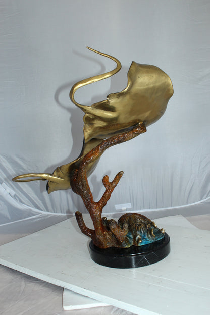  Two Manta Ray Raging Bronze Statue -  Size: 17"L x 12"W x 22"H. 