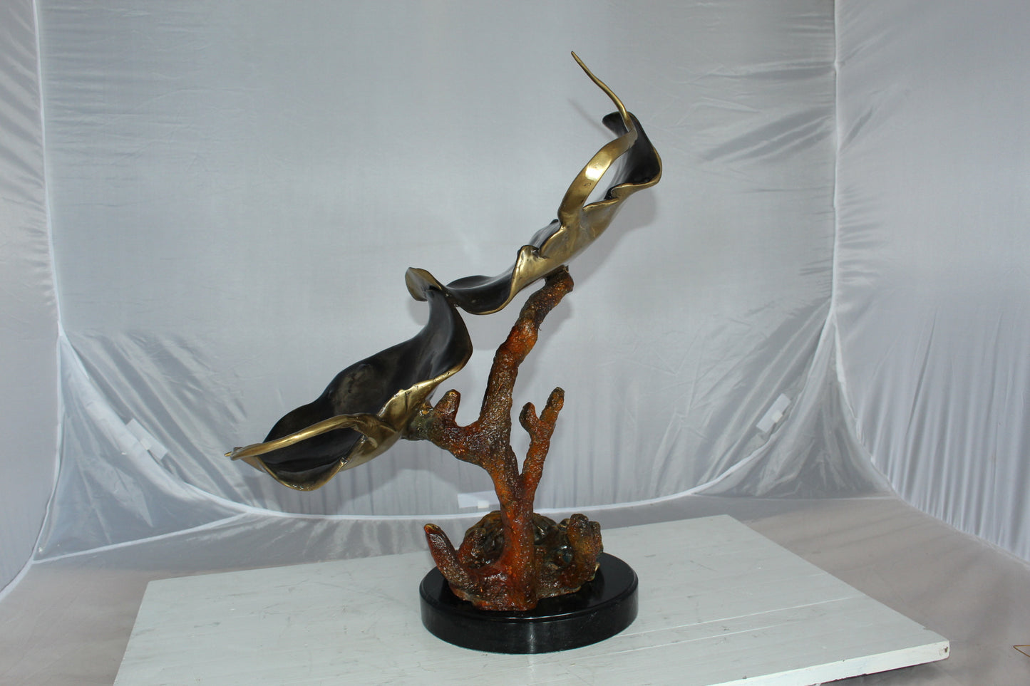  Two Manta Ray Raging Bronze Statue -  Size: 17"L x 12"W x 22"H. 