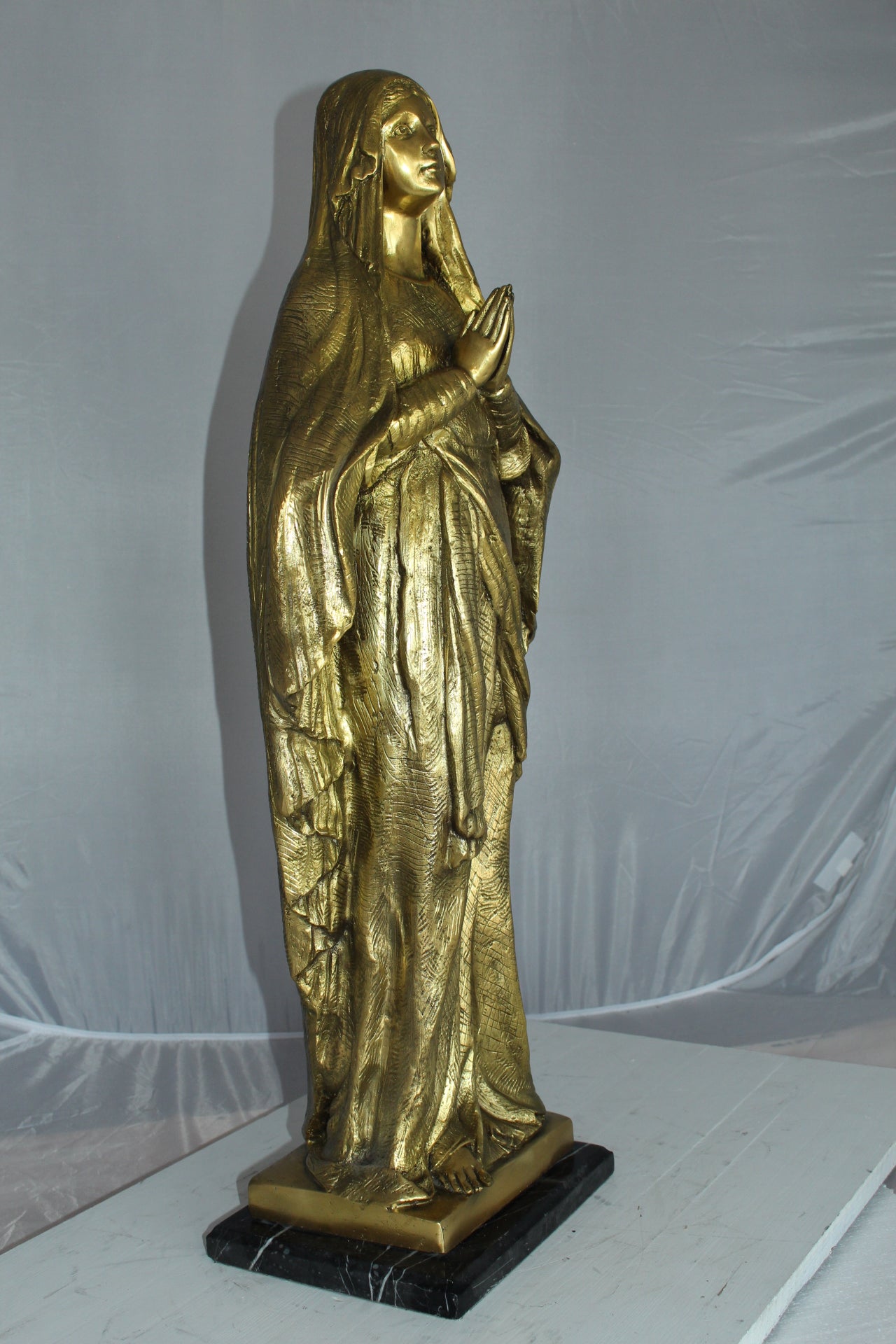 Blessed Virgin Mary Bronze Statue -  Size: 10"L x 8"W x 33"H. 