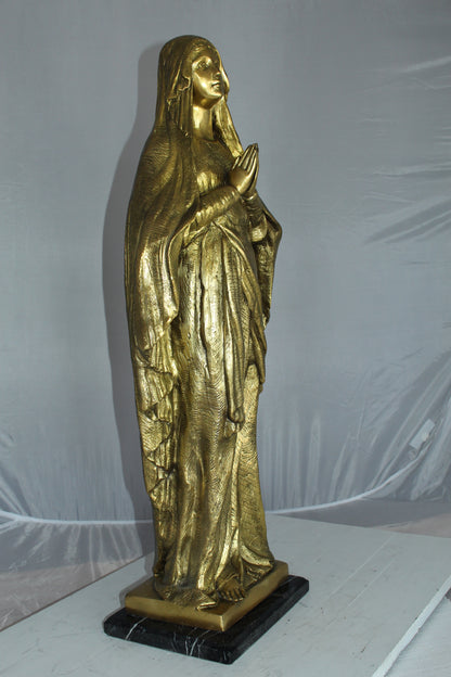 Blessed Virgin Mary Bronze Statue -  Size: 10"L x 8"W x 33"H. 