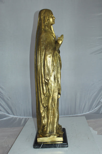 Blessed Virgin Mary Bronze Statue -  Size: 10"L x 8"W x 33"H. 