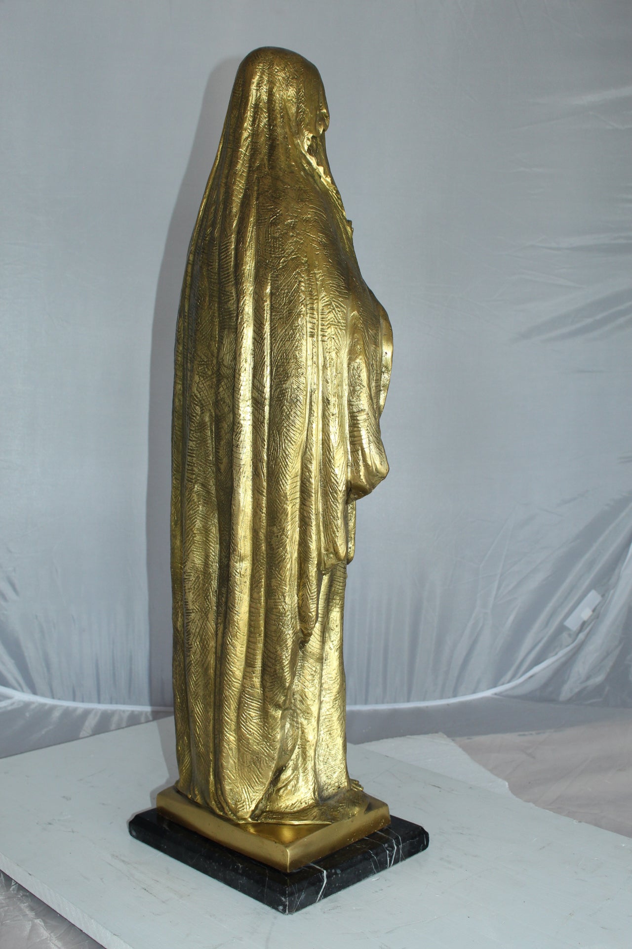 Blessed Virgin Mary Bronze Statue -  Size: 10"L x 8"W x 33"H. 