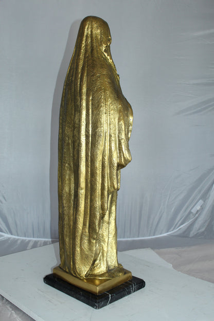 Blessed Virgin Mary Bronze Statue -  Size: 10"L x 8"W x 33"H. 