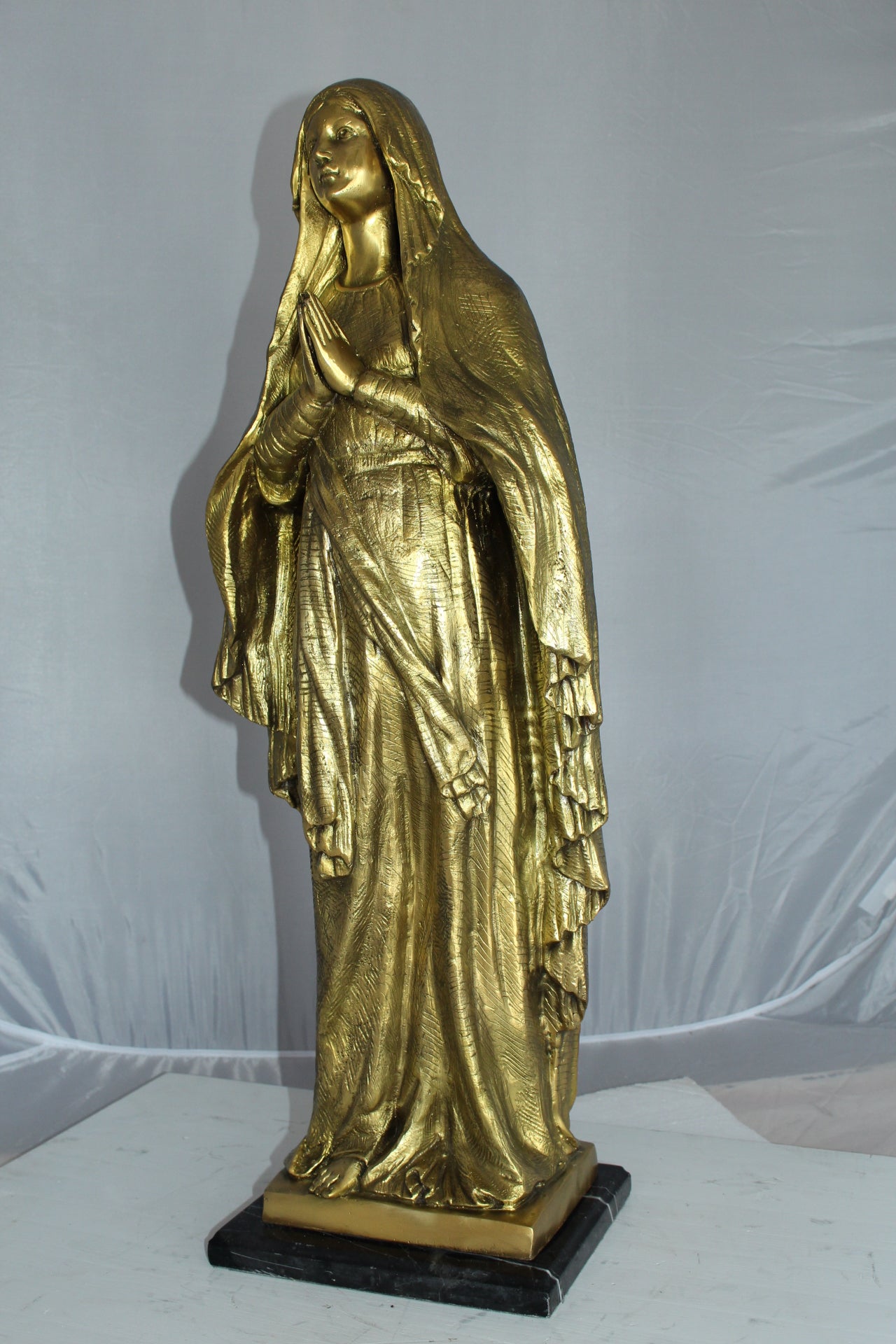 Blessed Virgin Mary Bronze Statue -  Size: 10"L x 8"W x 33"H. 