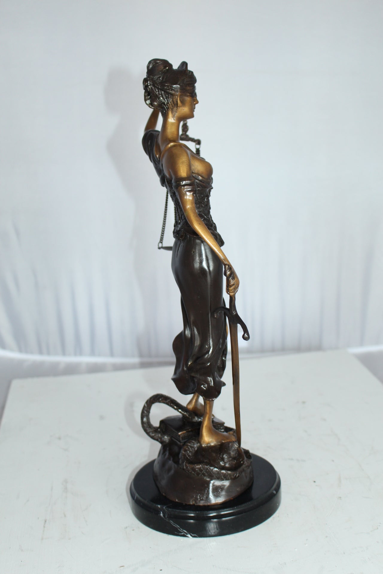 Lady Justice Bronze Statue -  Size: 6"L x 6"W x 18"H. 