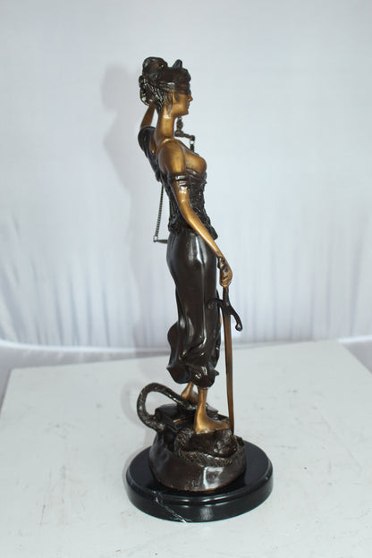 Lady Justice Bronze Statue -  Size: 6"L x 6"W x 18"H. 