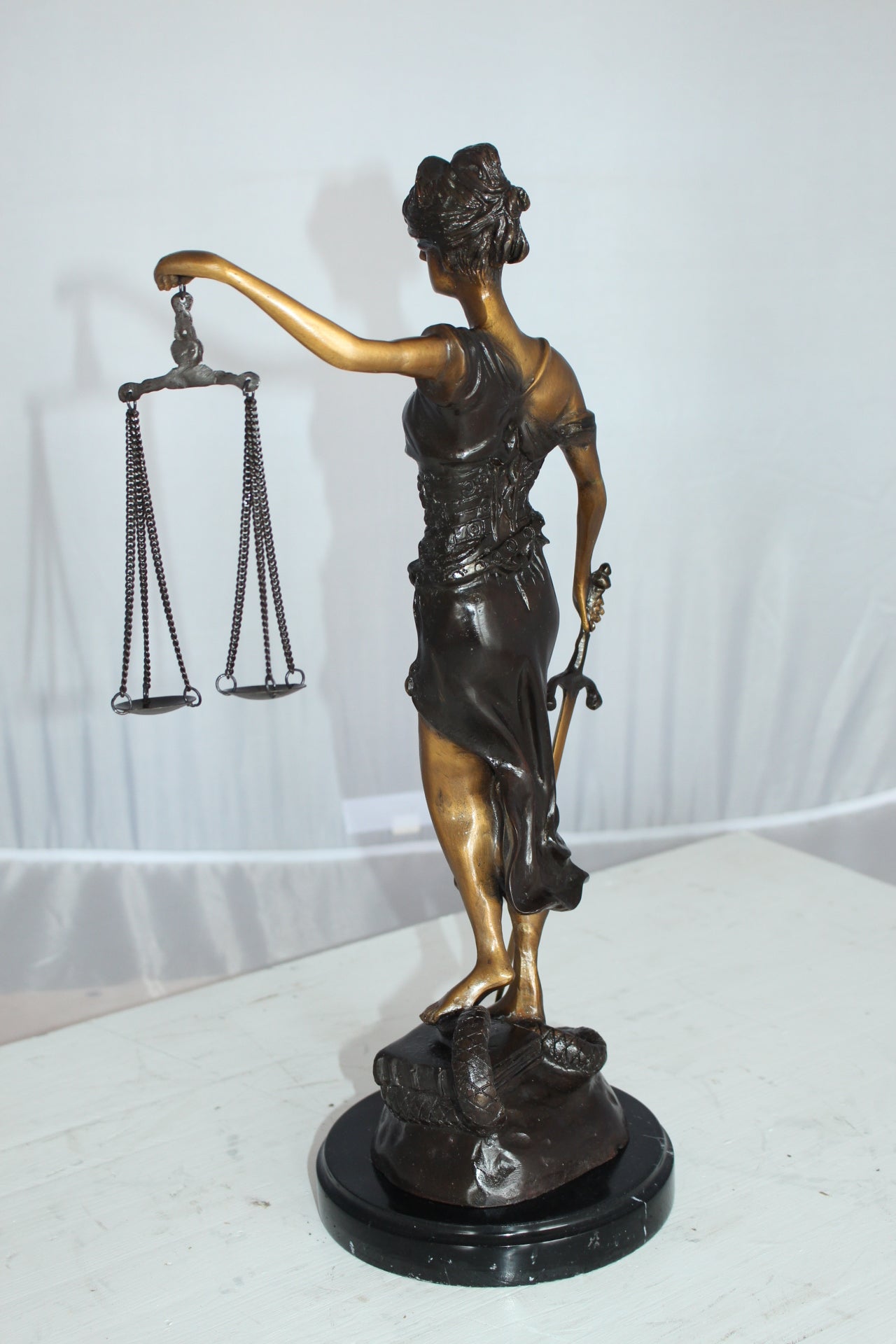 Lady Justice Bronze Statue -  Size: 6"L x 6"W x 18"H. 