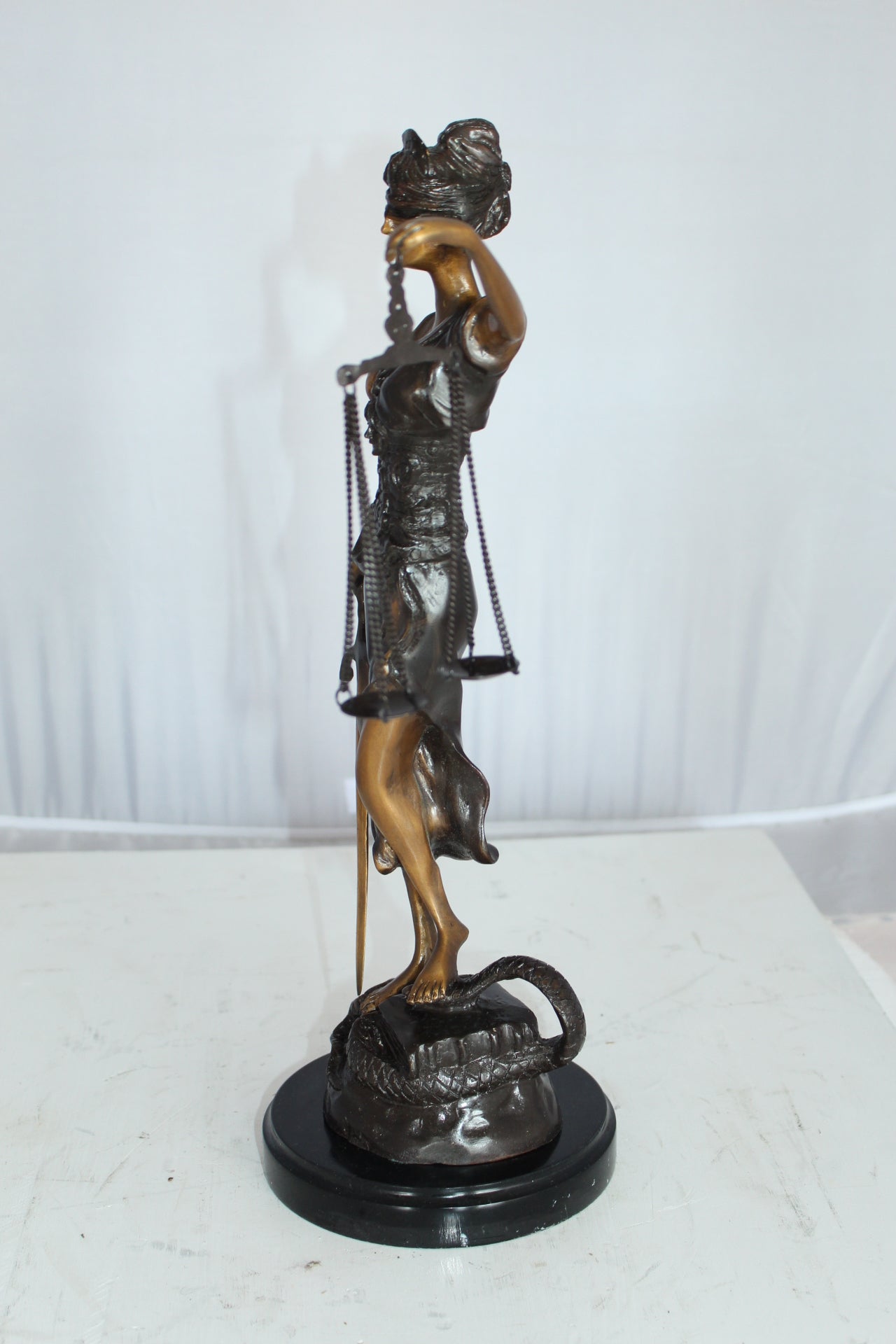 Lady Justice Bronze Statue -  Size: 6"L x 6"W x 18"H. 