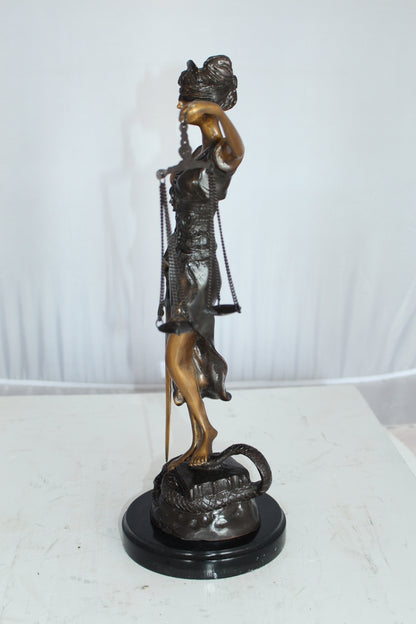 Lady Justice Bronze Statue -  Size: 6"L x 6"W x 18"H. 