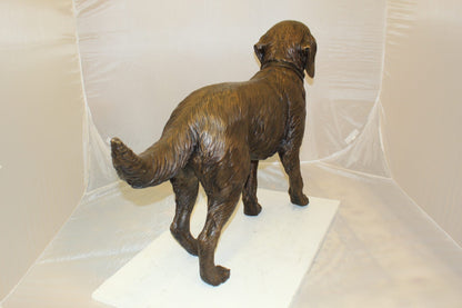 Golden retriever dog standing - Bronze Statue -  Size: 44"L x 10"W x 27"H. 