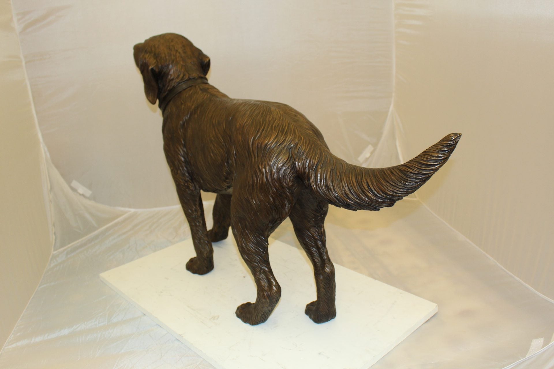 Golden retriever dog standing - Bronze Statue -  Size: 44"L x 10"W x 27"H. 