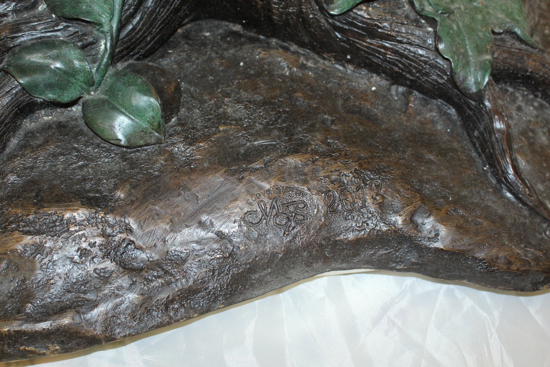Peacock on Tree Bronze Statue -  Size: 31"L x 30"W x 64"H. 