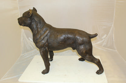 Pit Bull Dog Bronze Statue -  Size: 33"L x 11"W x 26"H. 