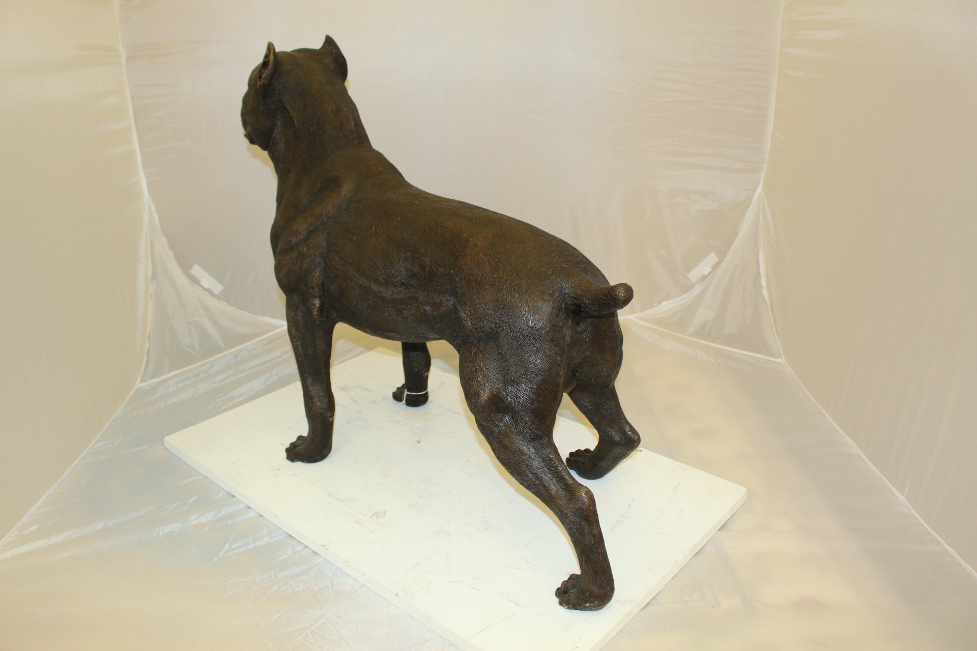 Pit Bull Dog Bronze Statue -  Size: 33"L x 11"W x 26"H. 