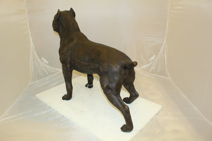 Pit Bull Dog Bronze Statue -  Size: 33"L x 11"W x 26"H. 