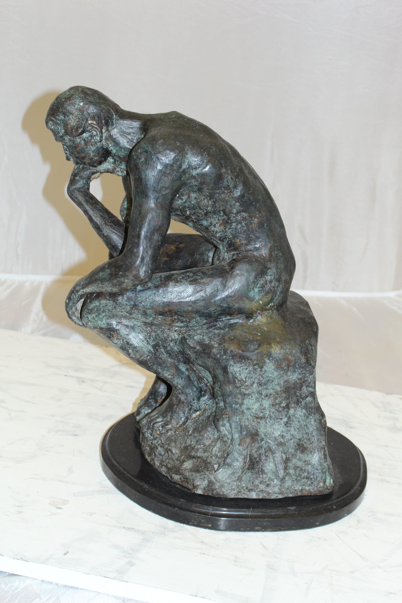The Thinker Bronze Statue -  Size: 10"L x 12"W x 17"H. 