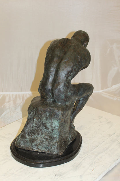 The Thinker Bronze Statue -  Size: 10"L x 12"W x 17"H. 