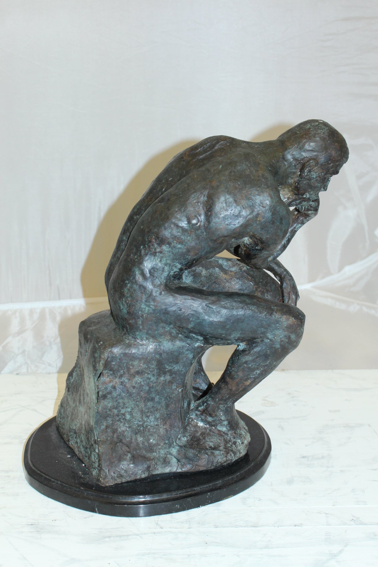 The Thinker Bronze Statue -  Size: 10"L x 12"W x 17"H. 