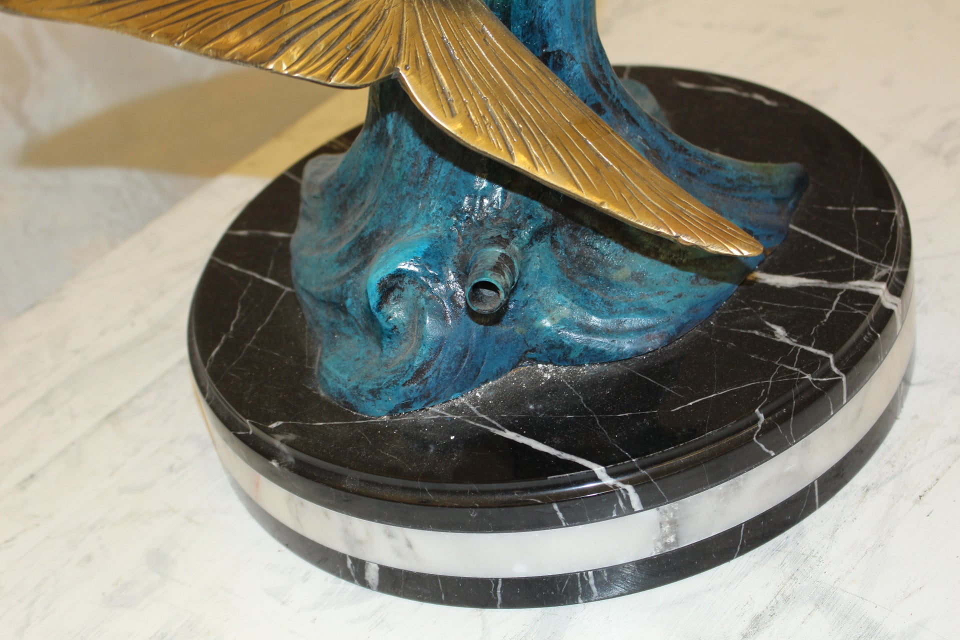 Mahi Mahi Fish Bronze Statue -  Size: 16"L x 12"W x 32"H. 