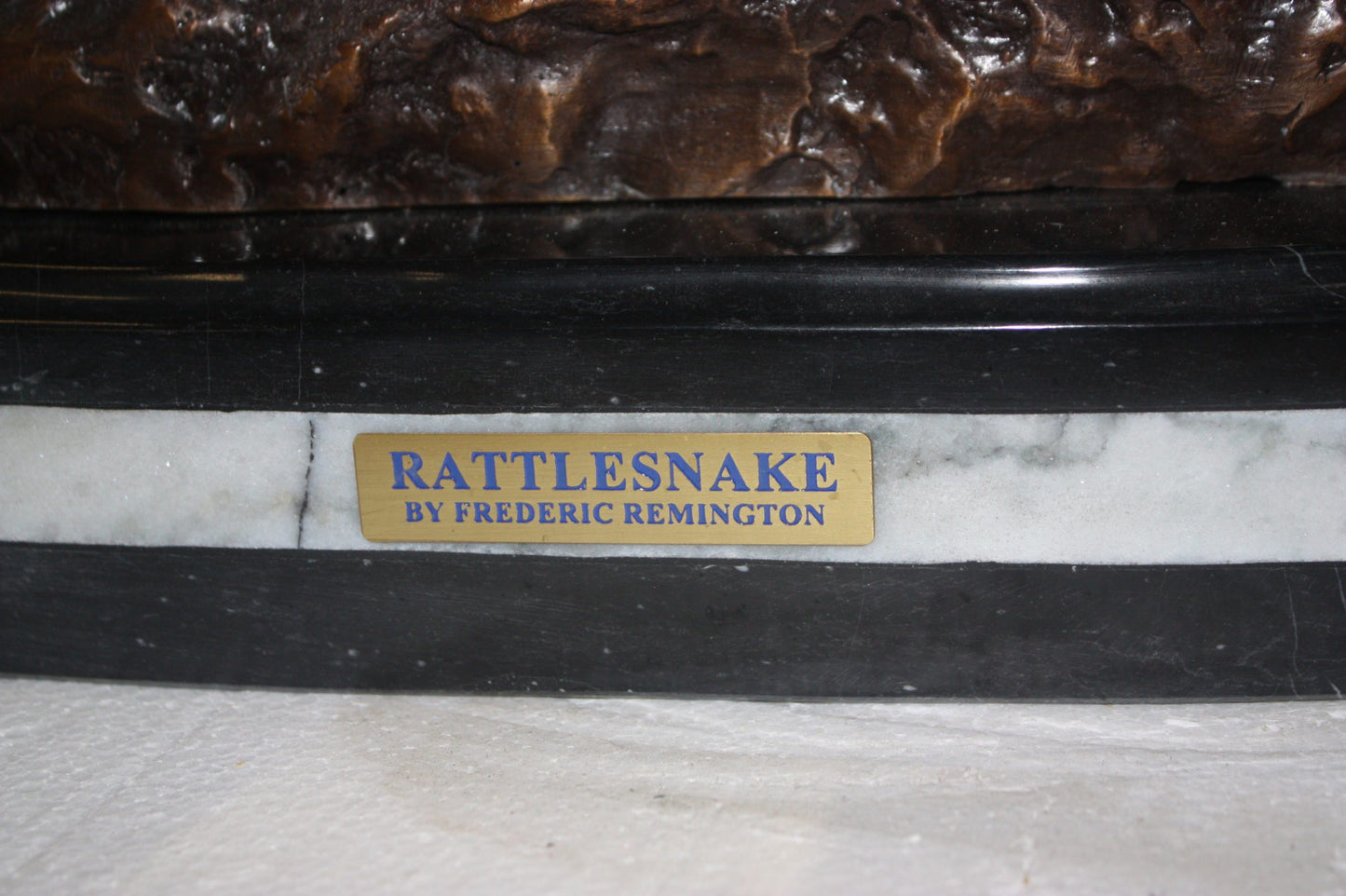 Rattlesnake by Remington Bronze Statue -  Size: 17"L x 10"W x 25"H. 