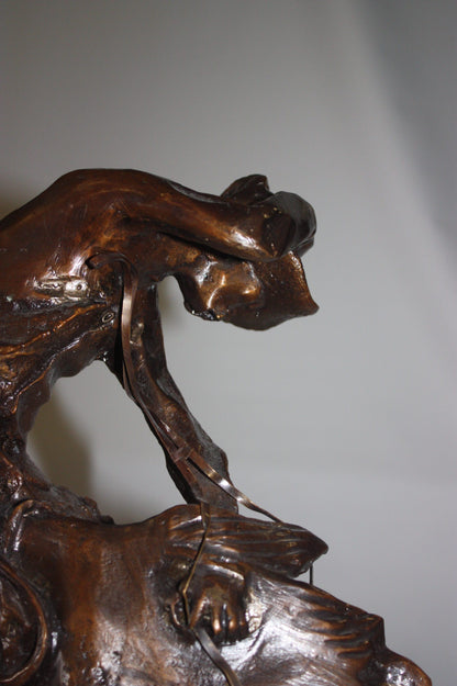 Rattlesnake by Remington Bronze Statue -  Size: 17"L x 10"W x 25"H. 