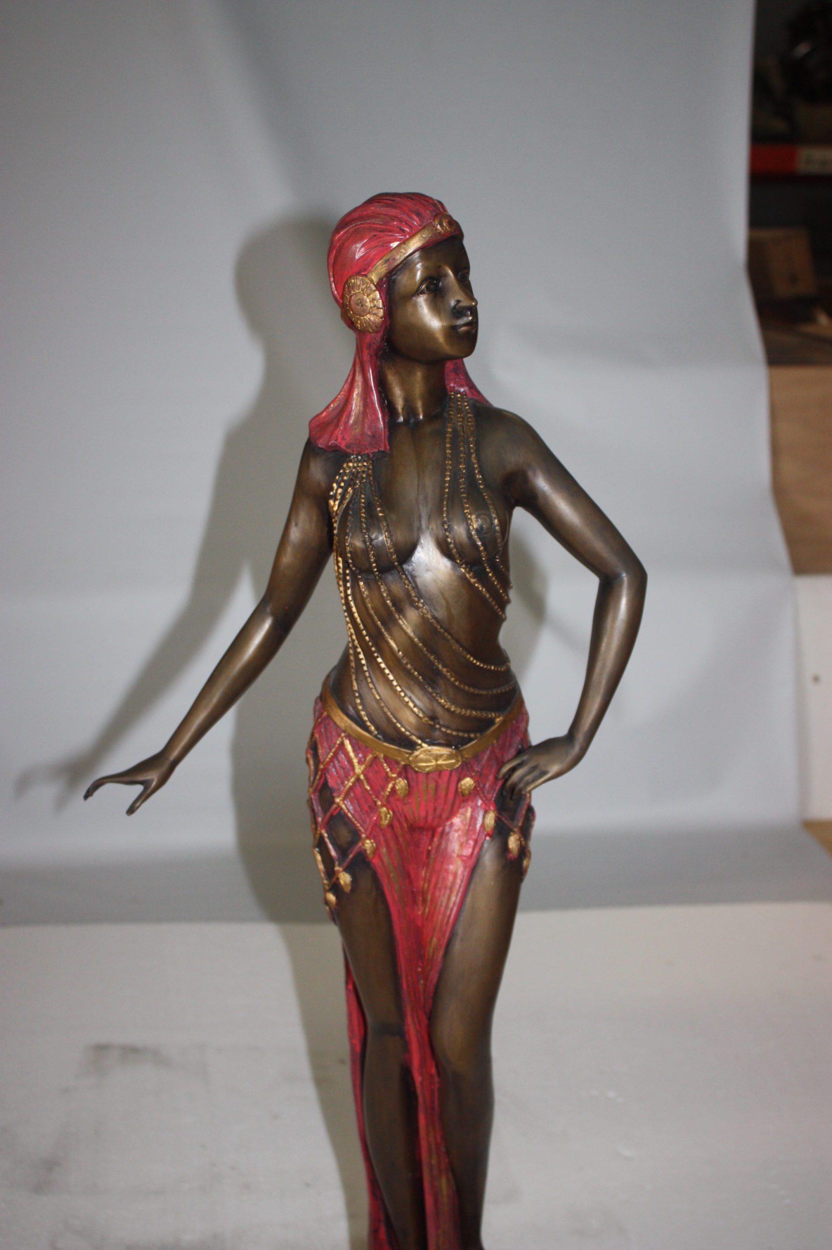 Egyptian lady Bronze Statue -  Size: 7"L x 6"W x 28"H. 