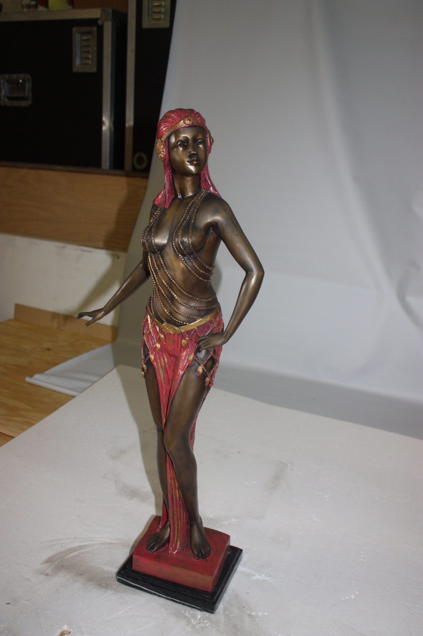 Egyptian lady Bronze Statue -  Size: 7"L x 6"W x 28"H. 