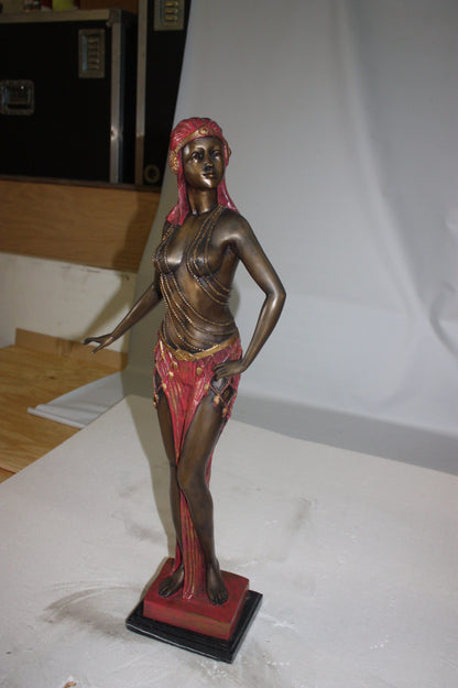 Egyptian lady Bronze Statue -  Size: 7"L x 6"W x 28"H. 