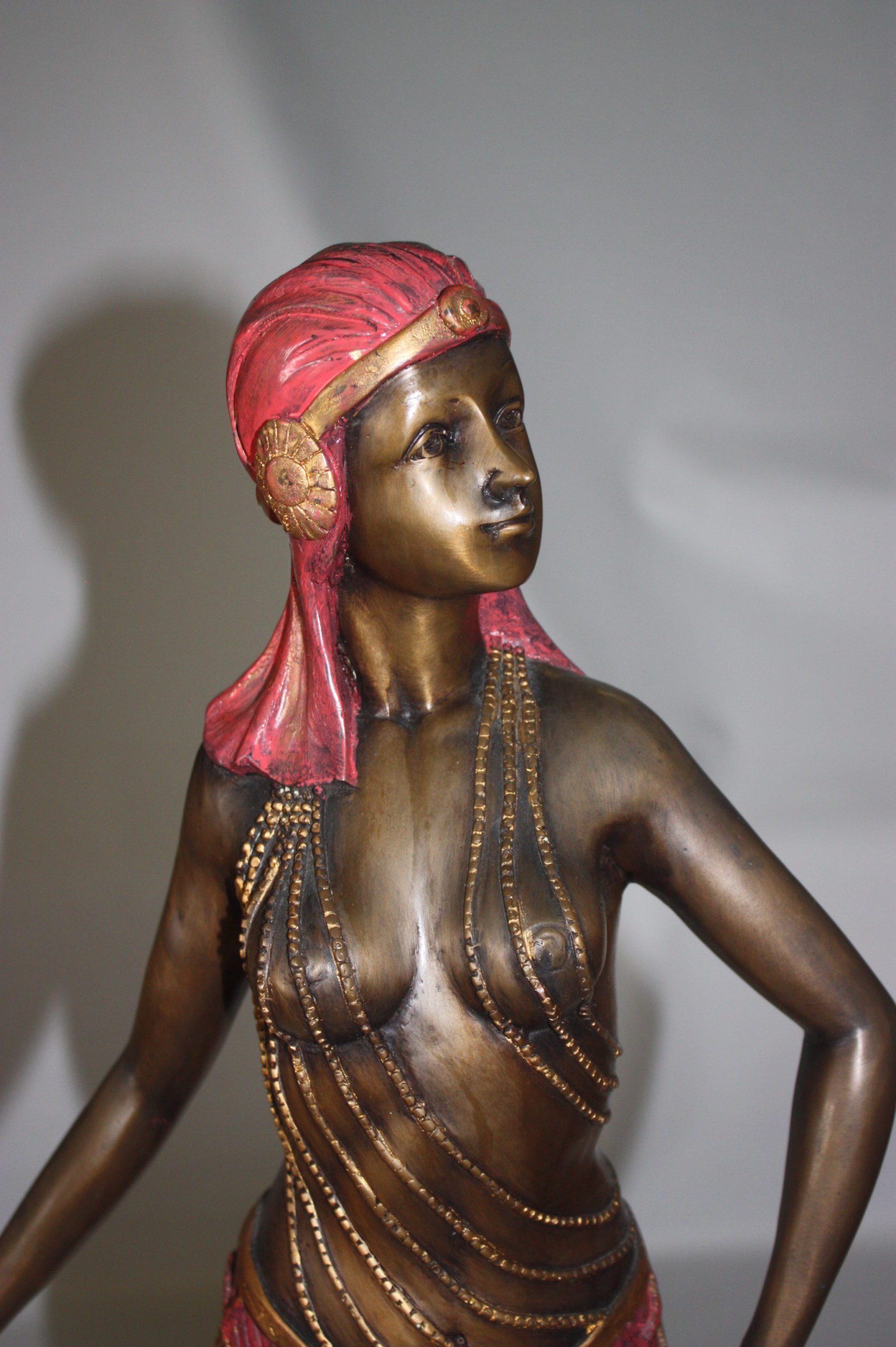 Egyptian lady Bronze Statue -  Size: 7"L x 6"W x 28"H. 