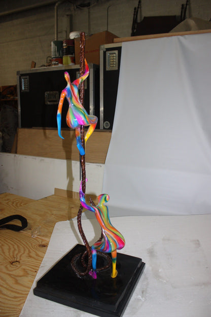 Two boys made of Bronze climbing on rope -  Size: 14"L x 14"W x 39"H. 