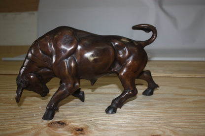 Wall street bull - small, Bronze Statue -  Size: 15"L x 4"W x 10"H. 