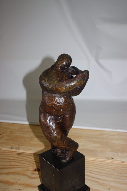 Botero style lady plays violin - Bronze Statue -  Size: 9"L x 6"W x 21.5"H. 