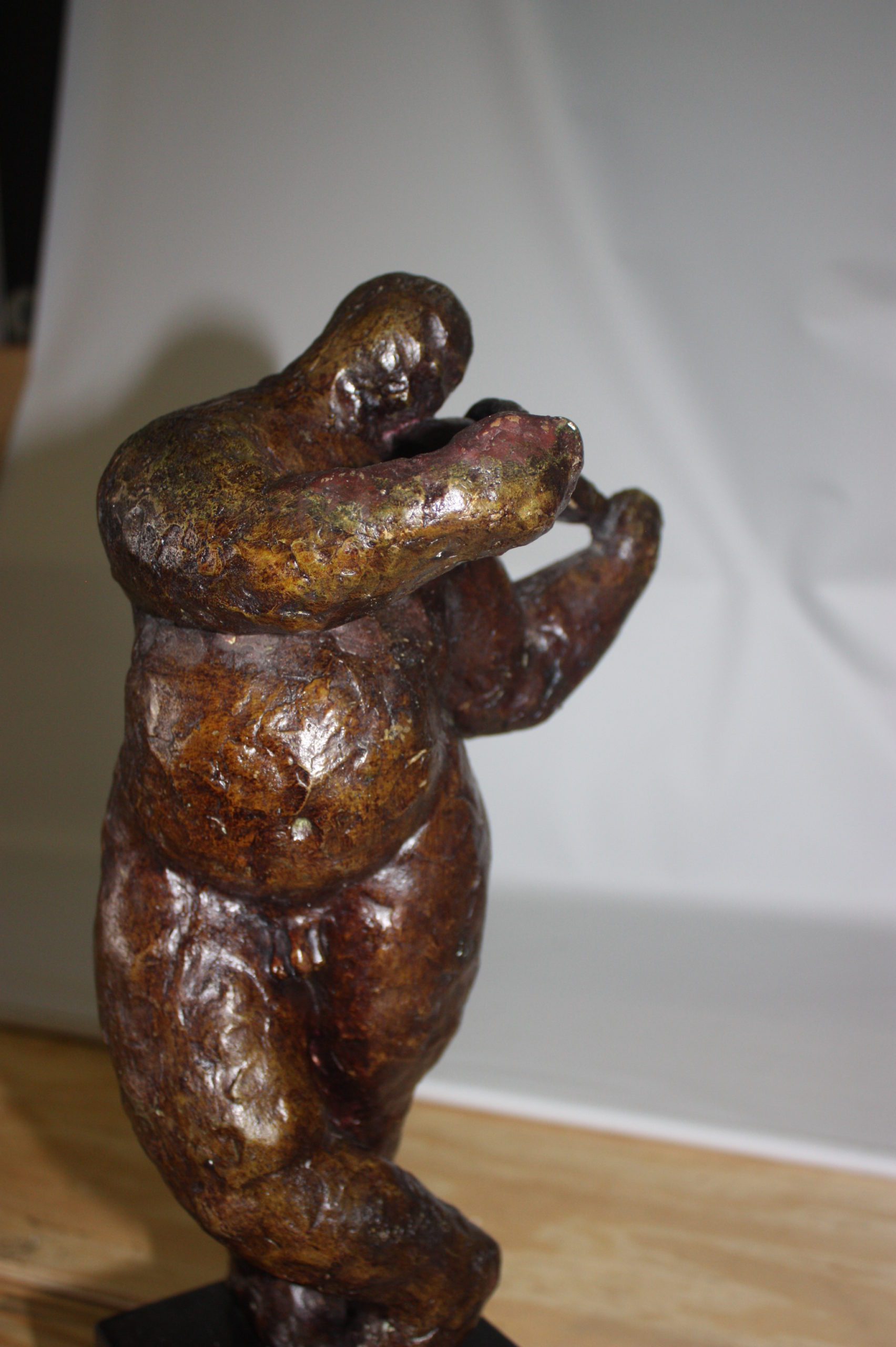 Botero style lady plays violin - Bronze Statue -  Size: 9"L x 6"W x 21.5"H. 