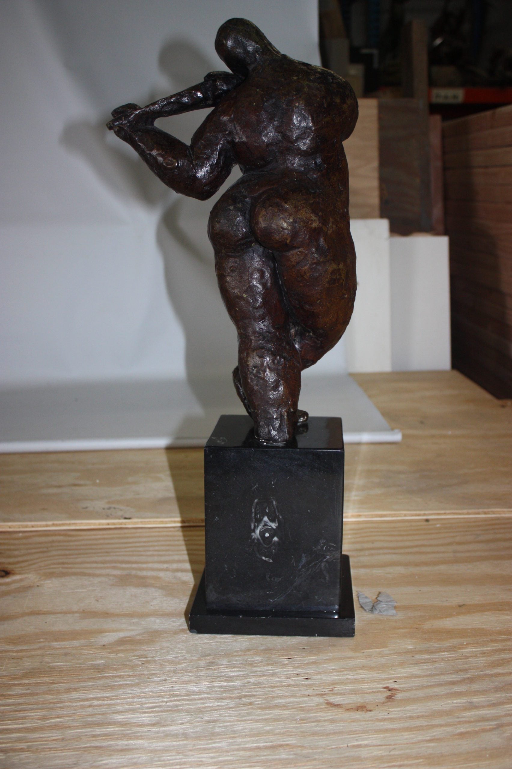 Botero style lady plays violin - Bronze Statue -  Size: 9"L x 6"W x 21.5"H. 