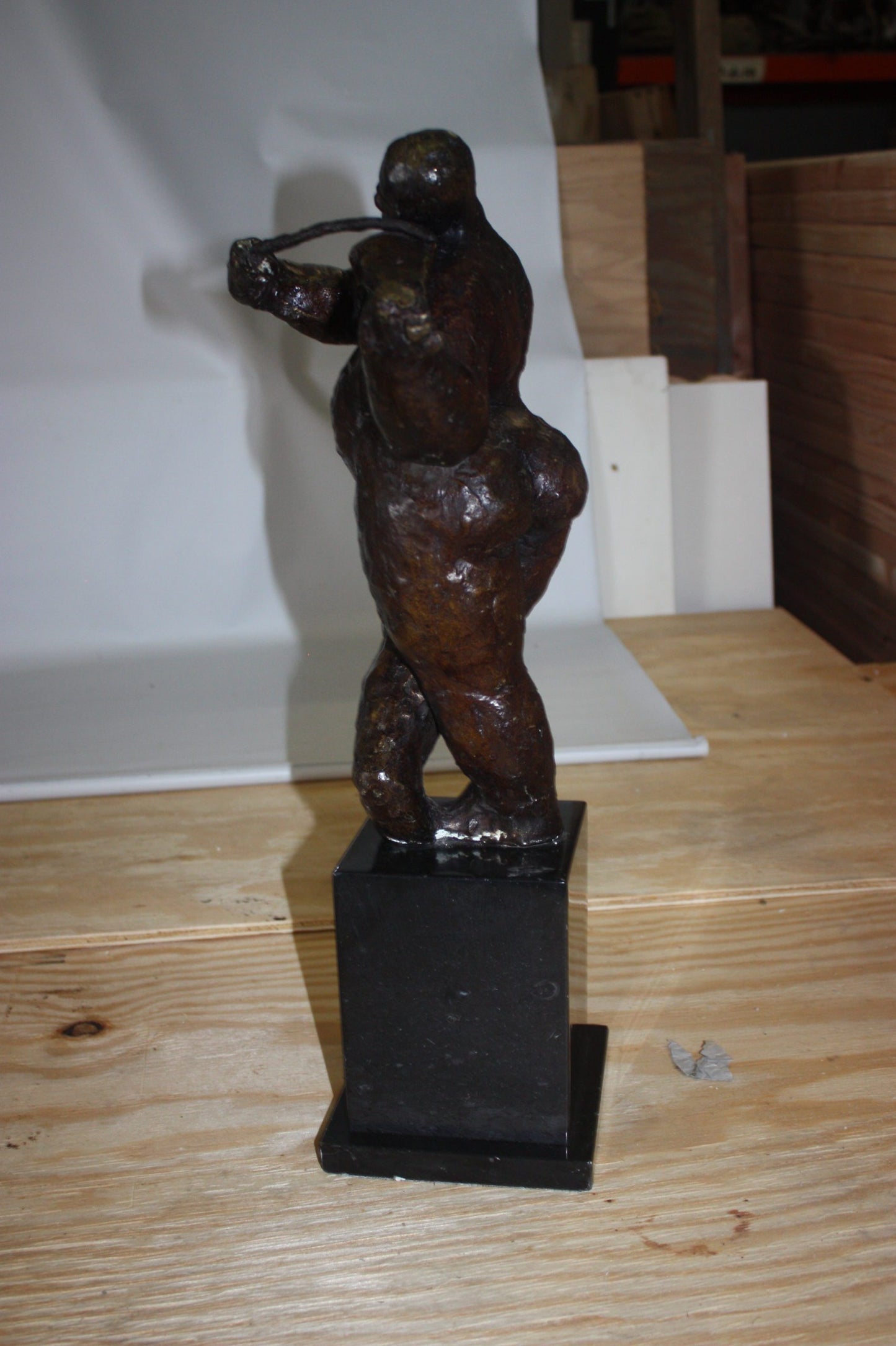 Botero style lady plays violin - Bronze Statue -  Size: 9"L x 6"W x 21.5"H. 