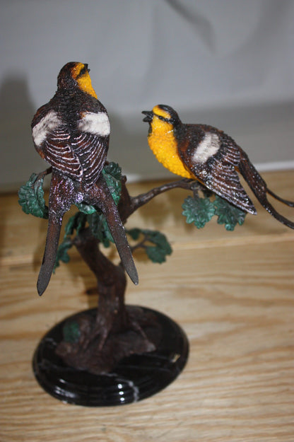Two Sparrows on tree - Bronze Statue -  Size: 17"L x 8"W x 17"H. 