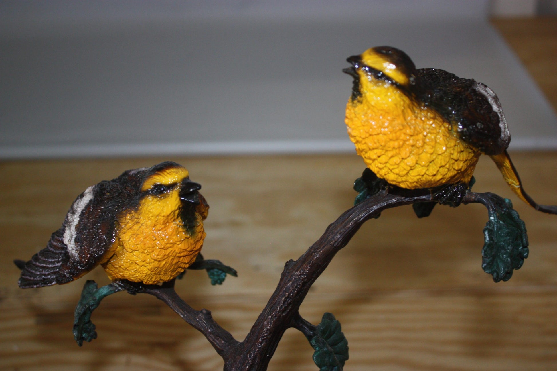 Two Sparrows on tree - Bronze Statue -  Size: 17"L x 8"W x 17"H. 