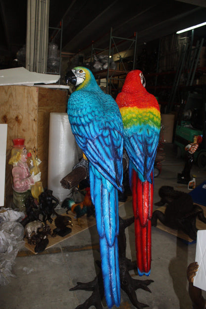 Two Large Parrots on a tree - Bronze Statue -  Size: 43"L x 28"W x 67"H. 