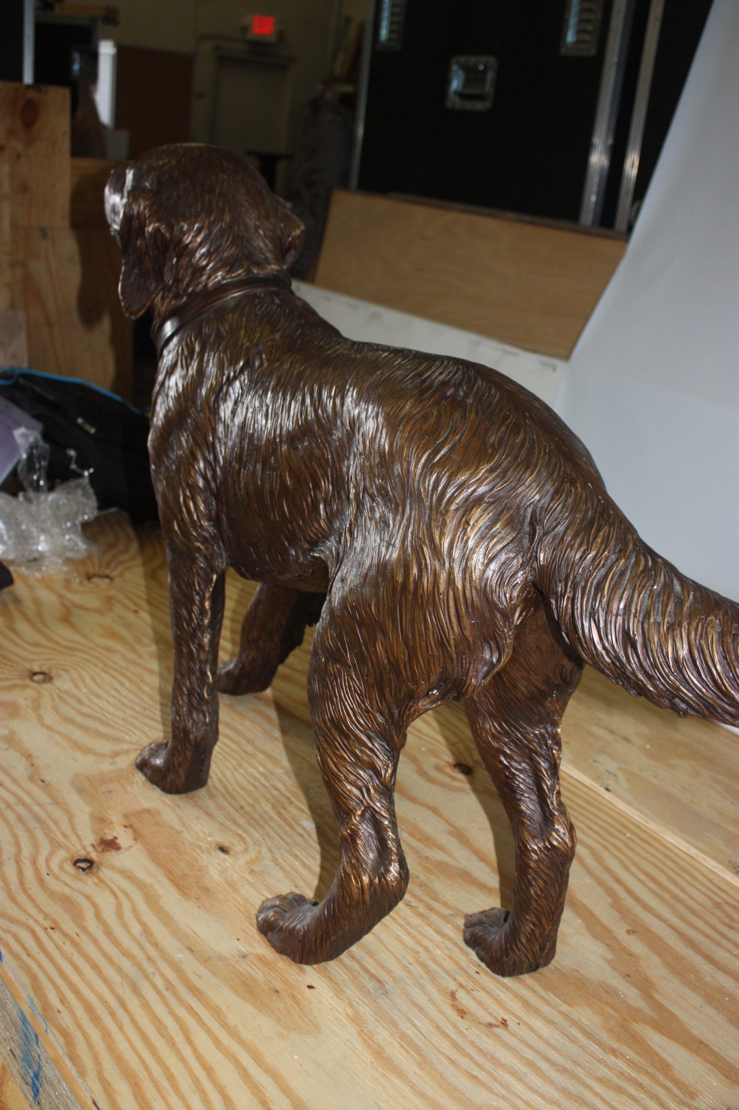 Golden retriever dog standing - Bronze Statue -  Size: 44"L x 10"W x 27"H. 