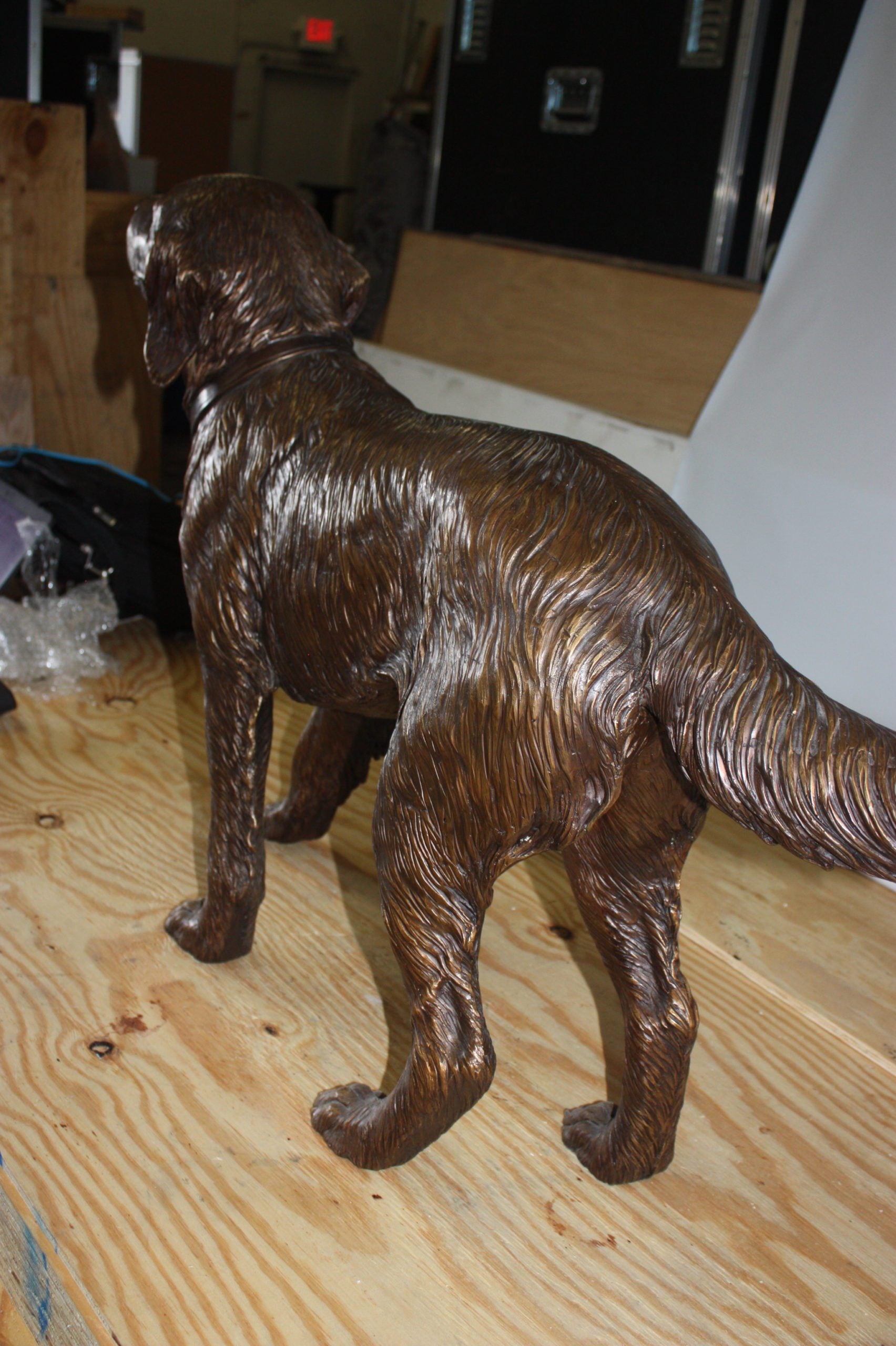 Golden retriever dog standing - Bronze Statue -  Size: 44"L x 10"W x 27"H. 