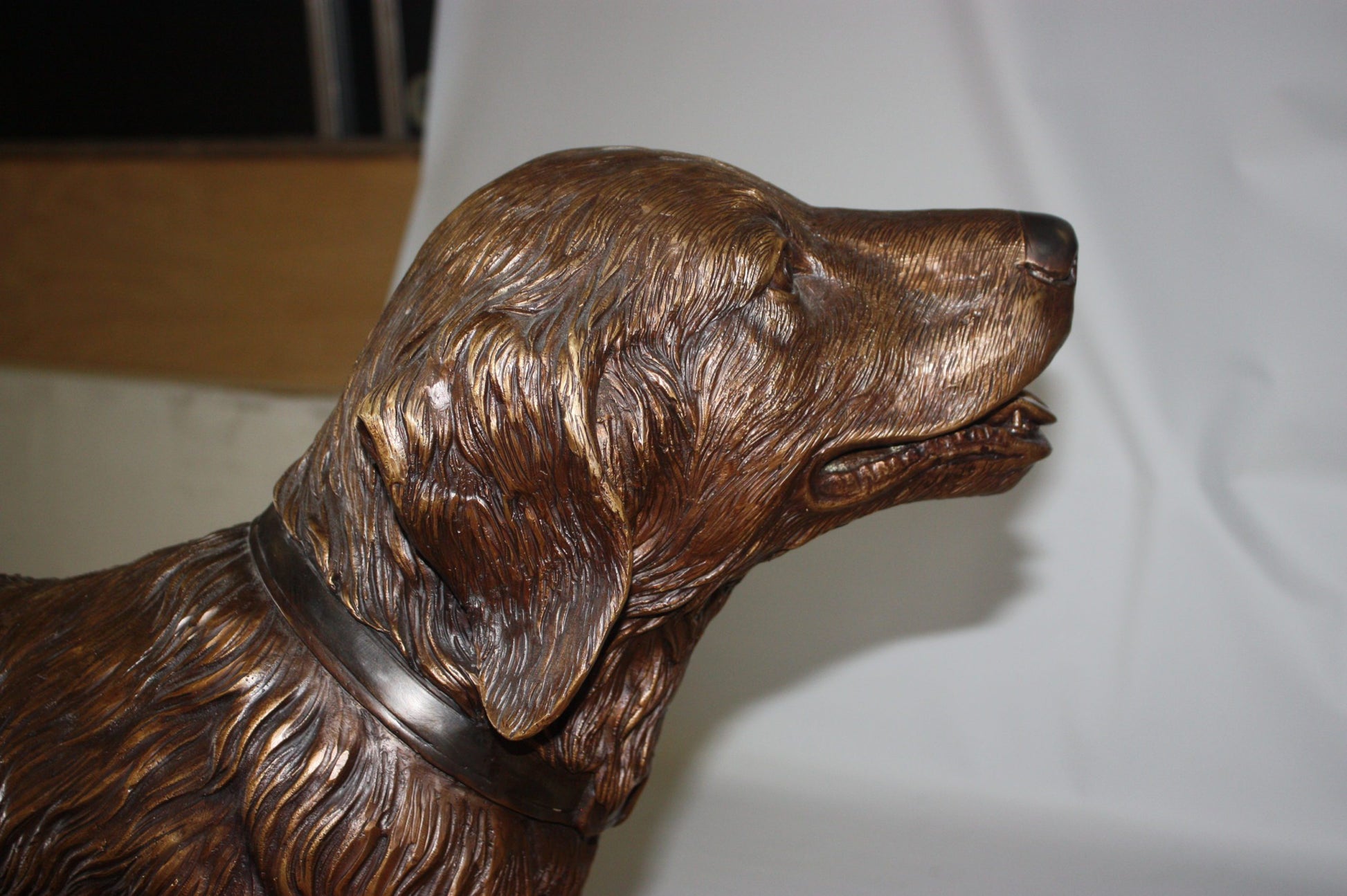 Golden retriever dog standing - Bronze Statue -  Size: 44"L x 10"W x 27"H. 