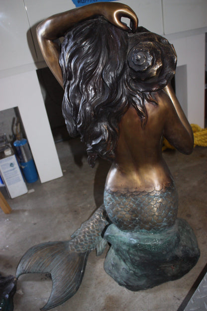 Mermaid Holding a Shell Bronze statue/fountain -  Size: 26"L x 18"W x 36"H. 