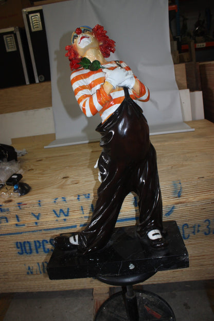 Standing clown with flowers - Bronze Statue -  Size: 21"L x 10.5"W x 38"H. 