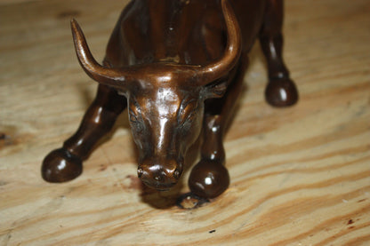 Wall street bull small - Bronze Statue -  Size: 12"L x 6"W x 7.5"H. 