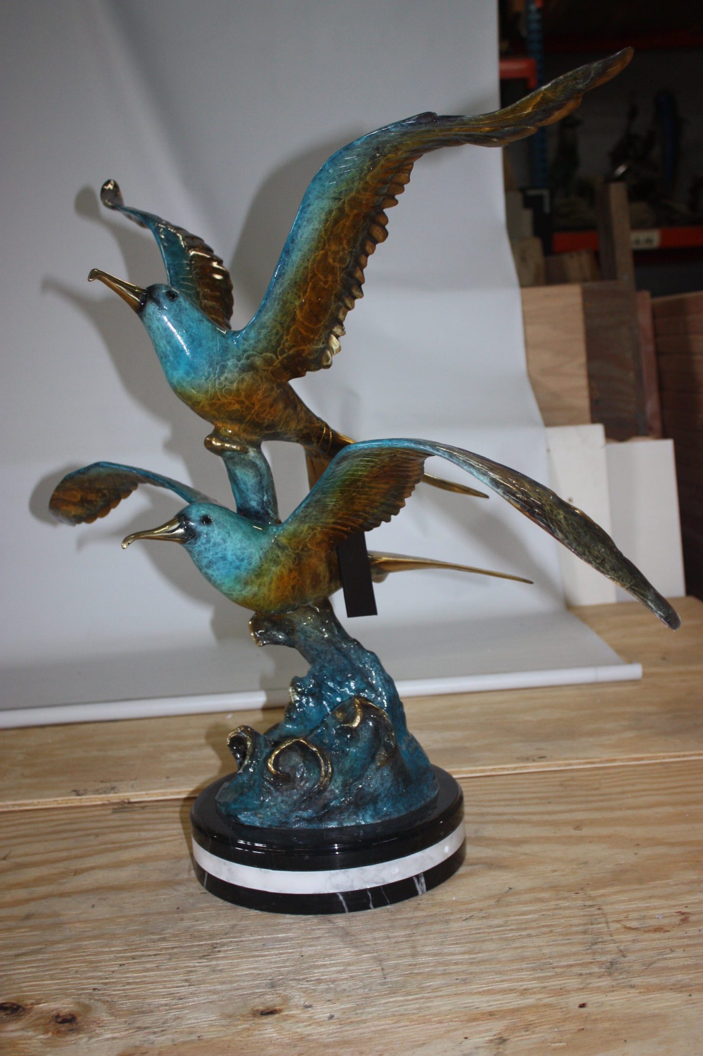 Two Seagull flying  - Bronze Statue -  Size: 36"L x 17"W x 27"H. 