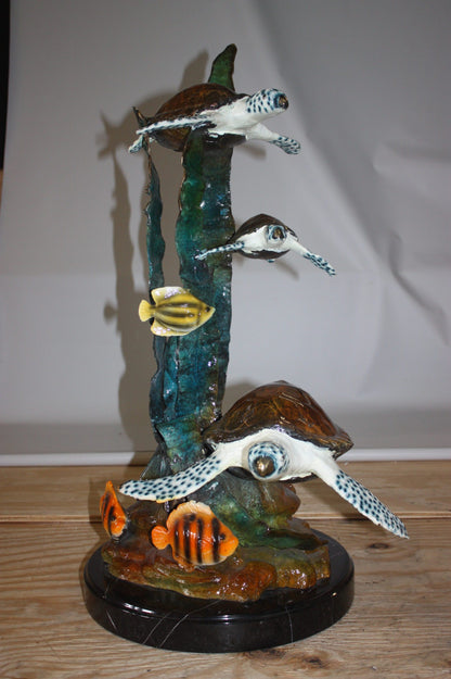 Three turtles  - Bronze Statue -  Size: 17"L x 12"W x 28"H. 