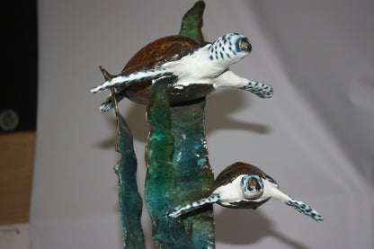 Three turtles  - Bronze Statue -  Size: 17"L x 12"W x 28"H. 