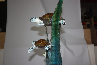 Three turtles  - Bronze Statue -  Size: 17"L x 12"W x 28"H. 