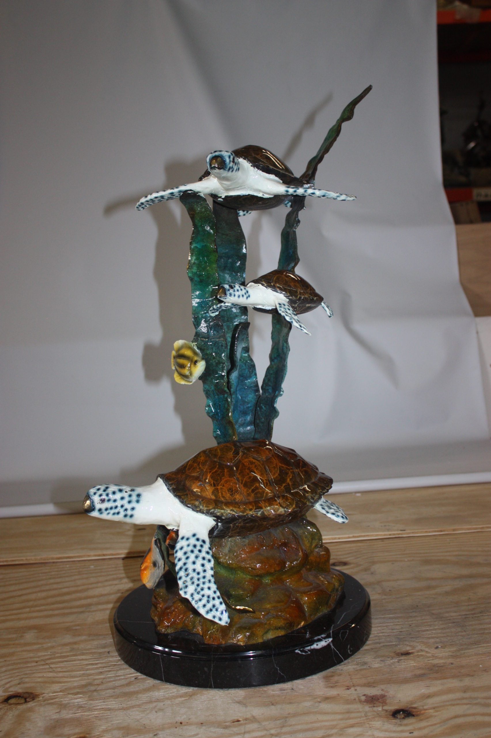 Three turtles  - Bronze Statue -  Size: 17"L x 12"W x 28"H. 