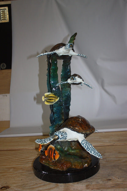 Three turtles  - Bronze Statue -  Size: 17"L x 12"W x 28"H. 